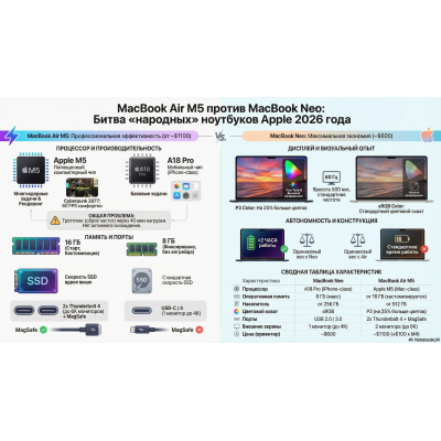 MacBook Air M5 против MacBook Neo. Битва базовых ноутбуков